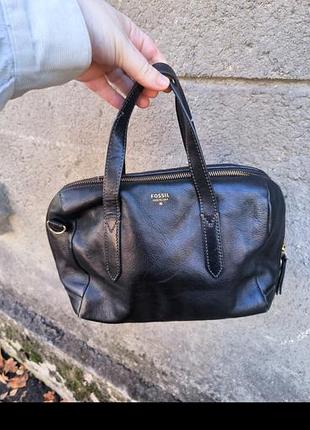 Сумка жіноча fossil чорна шкіряна
