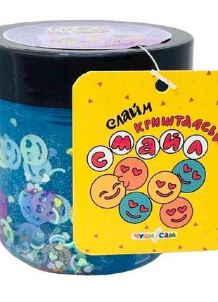 Слайм хрустальный смайл неоновый блакитный 120гр тм чуды сам