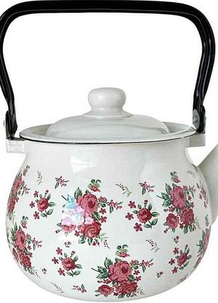 Чайник эмалированный 2,5л /2 прованська роза (молочная) (i2710/2) тм idilia