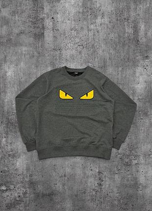 Кофта fendi оригінал сіра джемпер фенді чоловічий світшот очі монстра люкс хайп