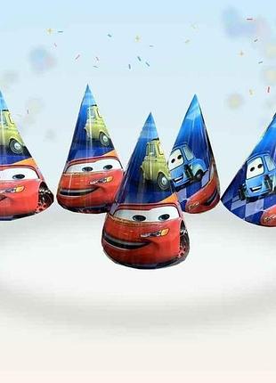 Колпачки бумажные 20сm happy birthday тачки (5шт/уп) тм party