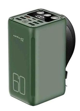 Power bank 60000mah a28sq 6usb/22,5w/2pd30w/фонарик/led дисплей хаки тм konfulon