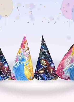 Колпачки бумажные 20сm happy birthday микс no4 (4шт/уп) тм party