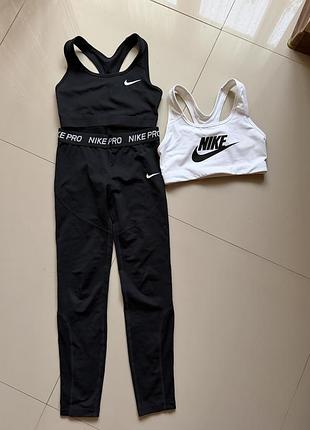 Спортивний костюм жіночий nike pro чорний та білий