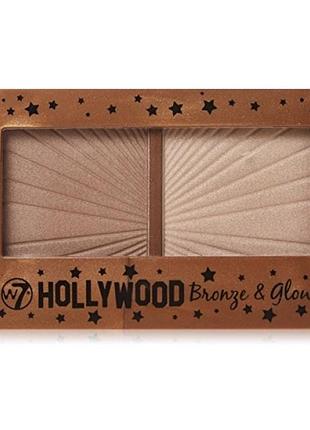 Палетка w7 hollywood bronze & glow — бронзер і хайлайтер, 13 г