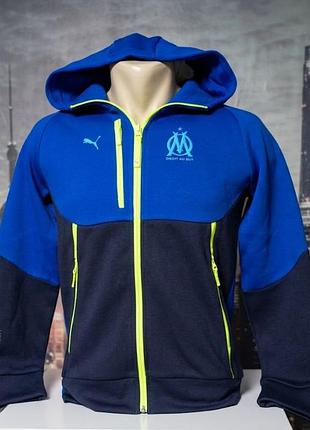 Дитяча спортивна толстовка/худі puma om (olympique de marseille) pumatech full-zip hoodie — офіційна ліцензійна футбольного клубу «олімпік марсель».