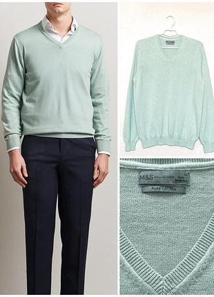 Мужской свитер джемпер marks × spenser cotton jumper in mint, p. m