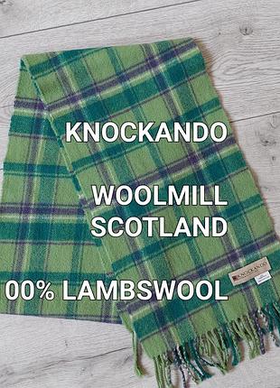 Шерстяной шарф зеленый в принт тартан knockando scotland, шерстяной шарф knockando (шотландия)