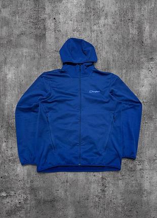 Кофта berghaus оригінал синя вітровка бергхаус флісовий анорак з капюшоном аутдор