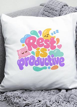 Декоративна подушка плюшева подарунок rest is productive