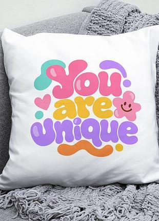Декоративна подушка плюшевая подарок you are unique