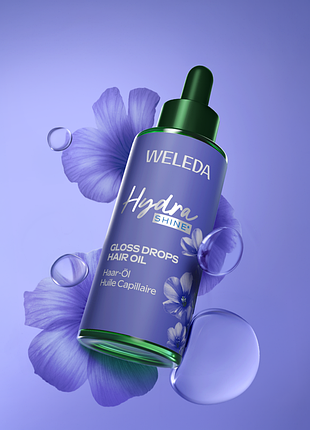 💜оригінал 30ml. weleda hydra shine gloss drops hair oil натуральна рослинна олія для живлення та зміцнення волосся