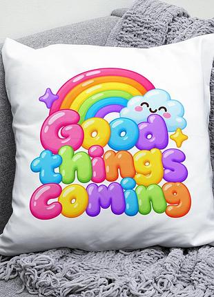 Декоративна подушка плюшева подарунок good things coming