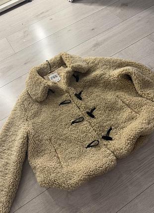Жіноча шуба zara teddy бежева