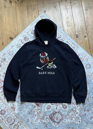 Худи baby milo a bathing ape bape хоккеист с пайетками темно-синее l