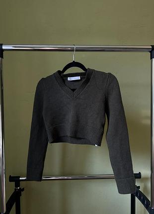 Укорочений в'язаний светр zara з віскозою