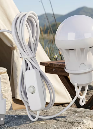 Портативная usb led лампочка с выключателем 2.4 м, светодиодная аварийная лампа от павербанка для кемпинга