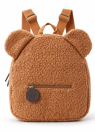 Дитячий плюшевий рюкзак teddy з вушками ведмедика колір коричневий