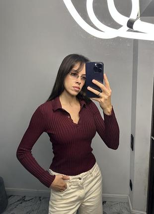 Джемпер класичний поло легкий светр zara кофтинка з довгим рукавом лонгслів