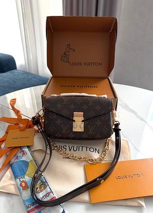 Сумка жіноча louis vuitton pochette metis east коричнева шкіряна