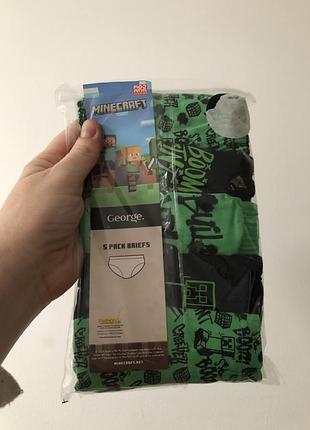 Новы трусы слипы george minecraft майнкрафт мальчик хлопчик зелено чорні зелено черные