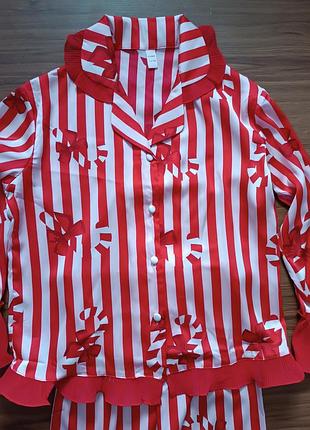 Піжама для дівчинки новорічна, червоно-біла, у смужку, 6 років pyjamas