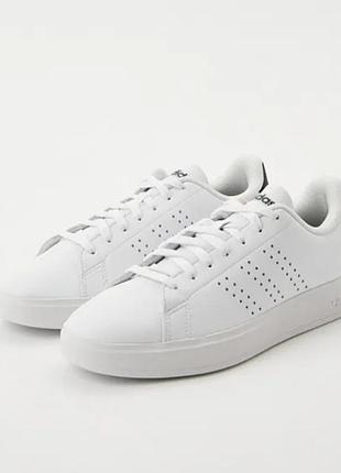 Білі шкіряні жіночі кросівки adidas cloudfoam advantage clean (white / silver)