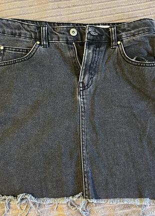 Джинсова спідниця zara графітового кольору