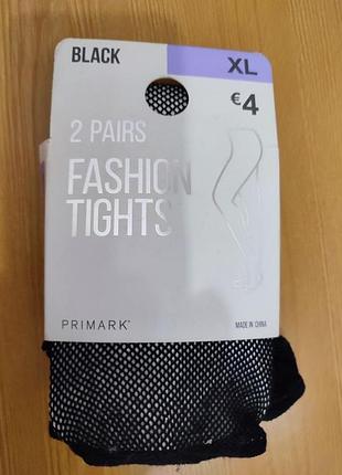 Новый набор колготок в мелкую сеточку primark (лот 2 пары), размер xl (plus size)