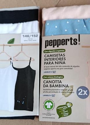 Майки для дівчаток pepperts набір 2 шт. білий, чорний, розмір 146/152