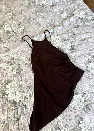 Жіночий топ pull&bear асиметричний коричневий 3