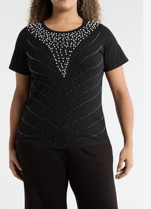 Черная футболка odelia embellished  бренда by design.