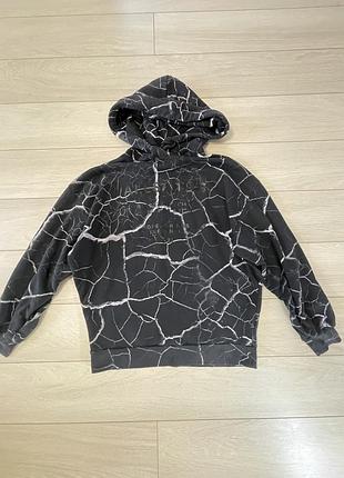 Жіноче худі allsaints hope jen hoody оверсайз чорне з принтом