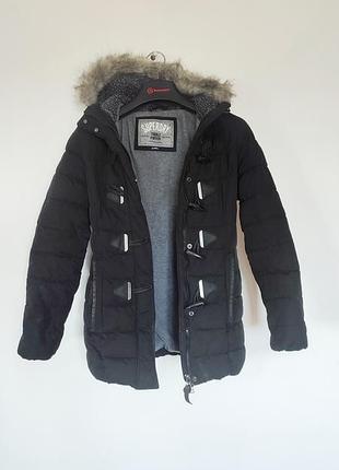 Super dry syperdry куртка теплая осенняя весенняя зимняя женская черная парка утепленная осень весна с капюшоном мех детская курточка