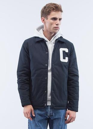 Утеплена чоловіча куртка-тренер carhartt wip penn coach jacket navy (оригінал) розмір м
