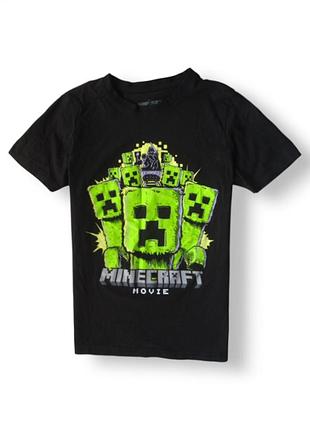 Черная детская хлопковая футболка с принтом майнкрафт крипер creeper minecraft tu 8-9 лет