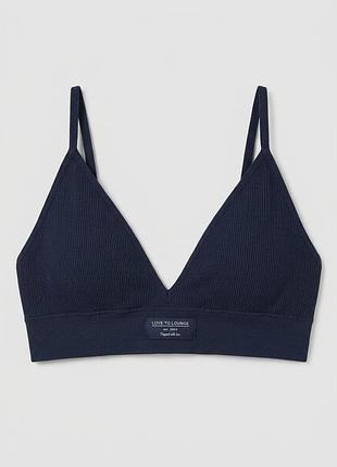 Топ-бралетт primark cares "love to lounge" в рубчик s темно-синій б-1116/22