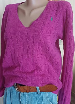 Polo ralph lauren, 10% кашемир, 90 шерсть мериноса, в цвете фуксия, состояние идеальный, оригинал