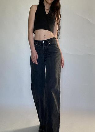 Графітові джинси wide leg h&m вільні палаццо прямі