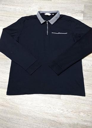 Чоловіча чорна кофта поло next, розмір m — slim fit, 100% бавовна.