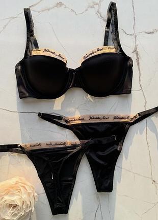 Комплект білизни жіночий victoria’s secret оригінал чорний бюстгальтер трусики вікторія сікрет