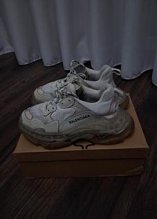 Кроссовки balenciaga triple s clear sole white/beige, размер 37