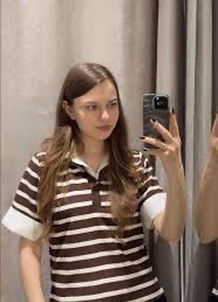 Поло жіноче zara смугасте з коротким рукавом