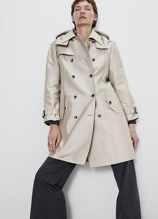Цупкий тренч#плащ з капюшоном zara