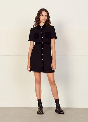 Оригінальна жіноча сукня sandro paulette / dual-material tweed dress s(36)