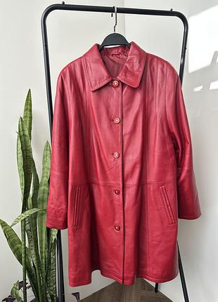 🍒 per-me шкіряне жіноче пальто подовжена куртка   •розмір xl 16 52  пог 61см поб 68см рукав