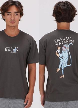 Футболка чоловіча volcom bali monkey tee темно-сіра
