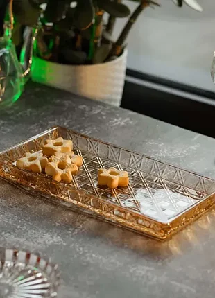 Блюдо для закусок lirmartur скляне 27,5*13,5*2,5 см, hexagon