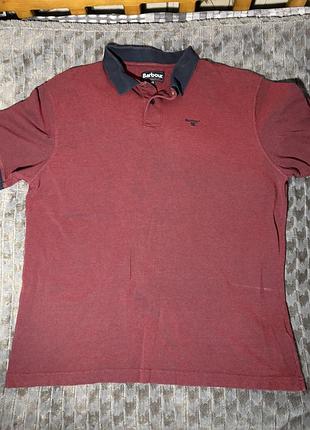Чоловіче поло barbour бордове, з коротким рукавом