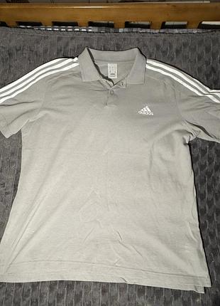 Чоловіче поло adidas сіре з коротким рукавом